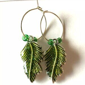 Leaf Earrings Fall Thanksgiving Autumn Tree Leaves Halloween Harvest Plated
